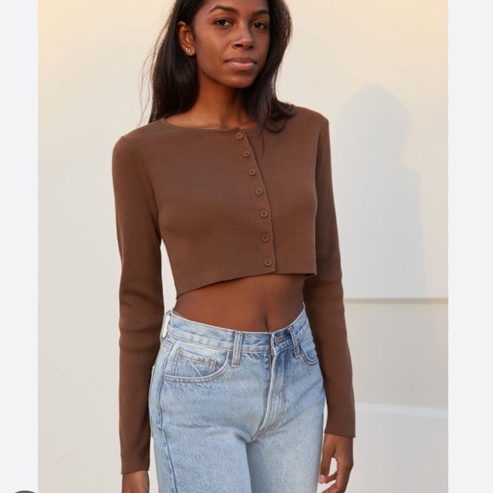 John Galt Athelia brown cropped cardigan